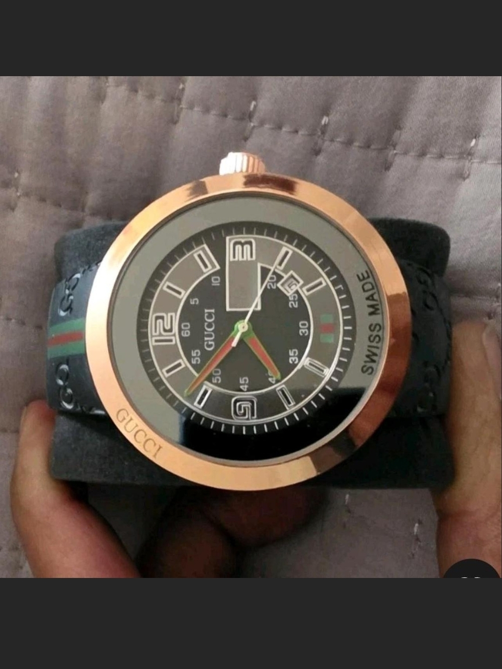 Gucci Men's Rose Gold Black Dial Watch